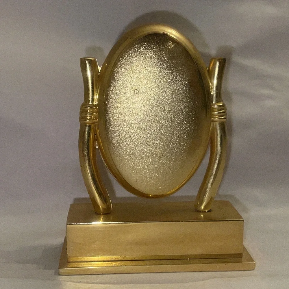 Timex TMX300 Collectible Mini Mirror‎ Clock Quartz Crystal Brass Desk Gold Works